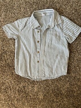 Old Navy Short-Sleeve Striped Button-Down Shirt - Blue & White